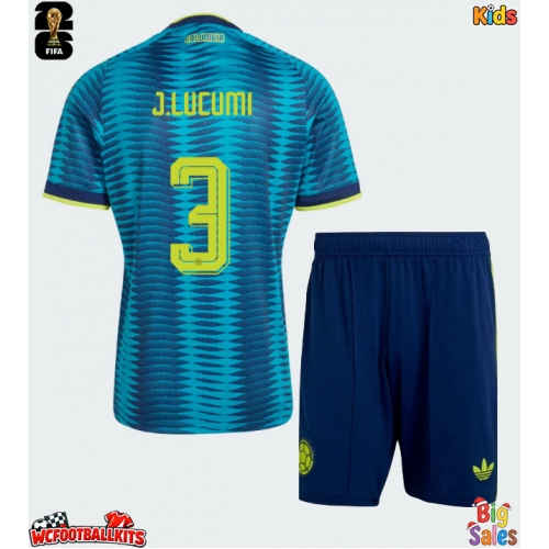 Colombia Jhon Lucumi #3 Replica Away Stadium Kit for Kids World Cup 2026 Short Sleeve (+ pants)